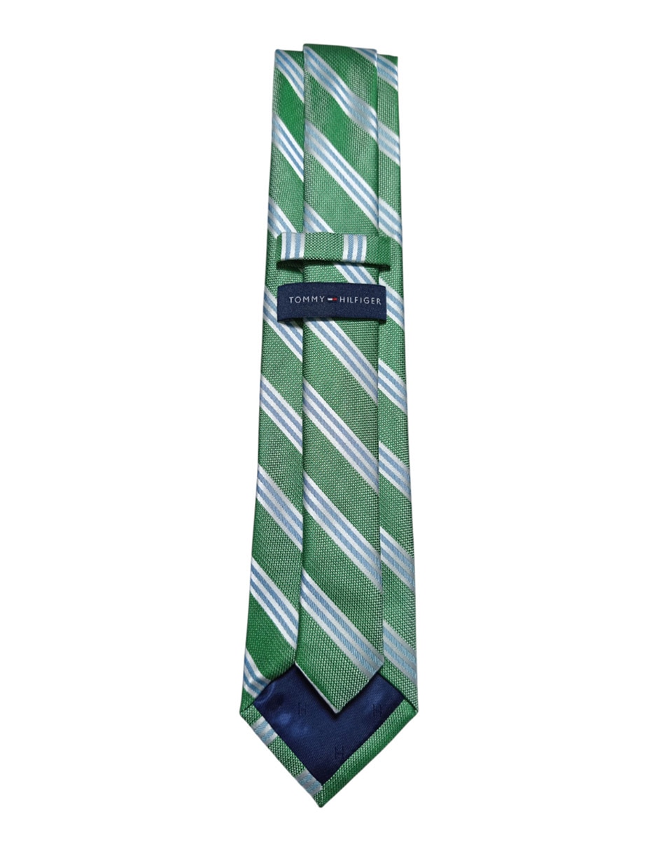 Corbata regular de seda estampado a rayas para hombre 2