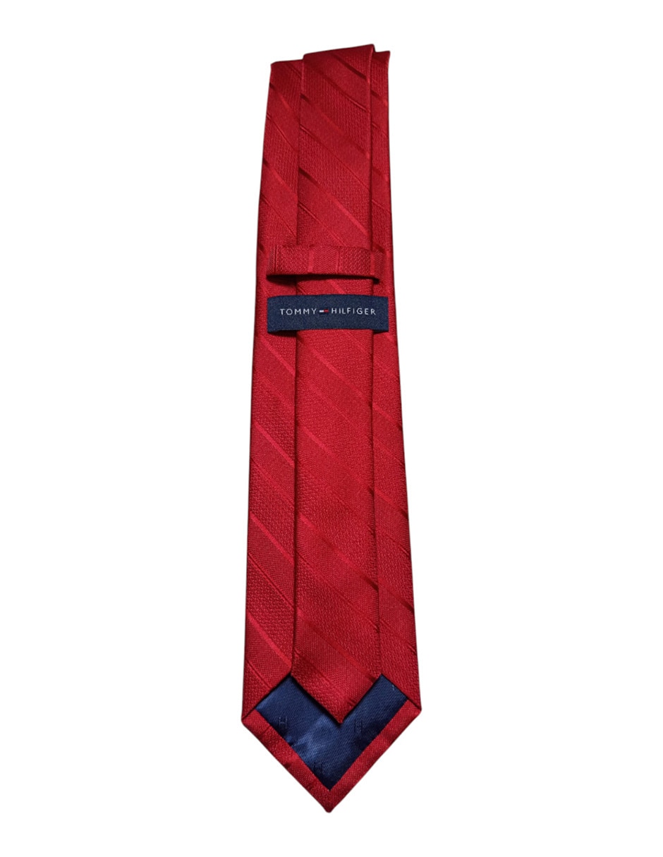 Corbata Tommy regular de seda estampado a rayas para hombre