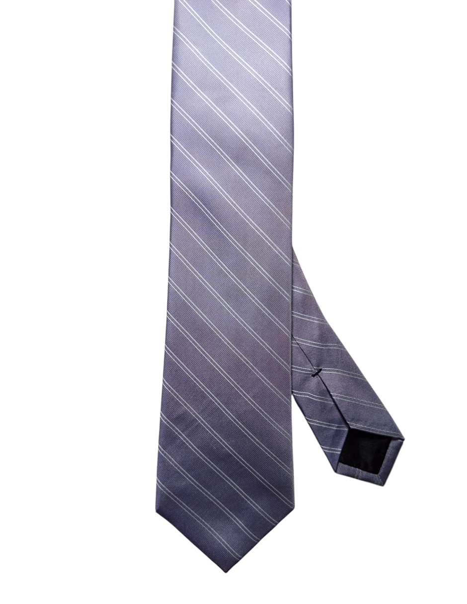 Corbata regular de seda estampado a rayas para hombre 1