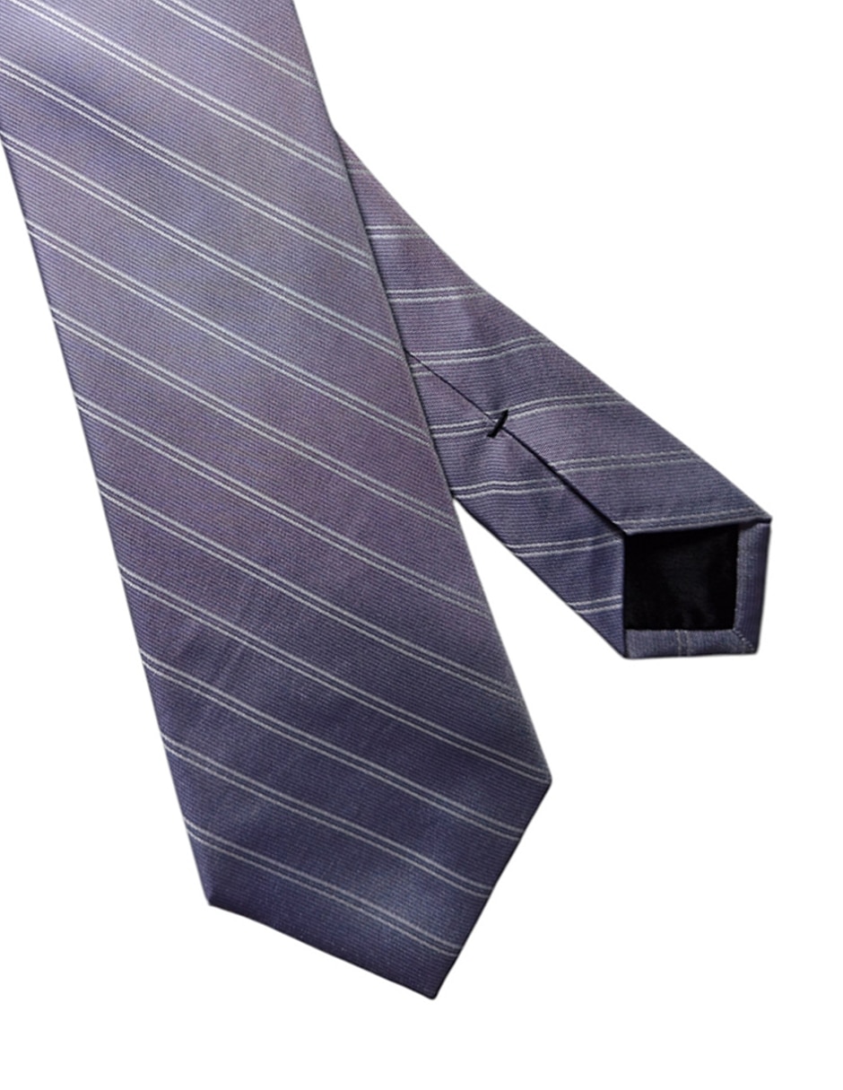 Corbata regular de seda estampado a rayas para hombre 3