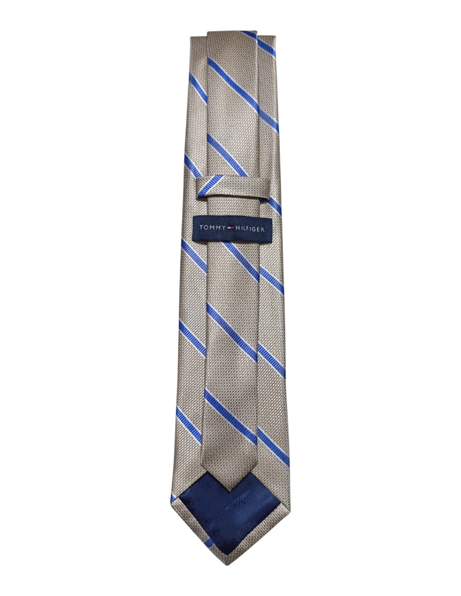 Corbata Tommy regular de seda estampado a rayas para hombre