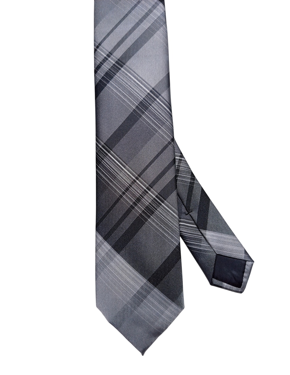 Corbata regular de seda estampado a cuadros para hombre 1