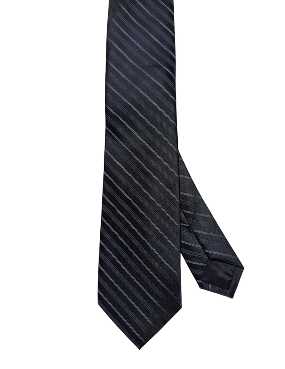 Corbata regular de seda estampado a rayas para hombre 1