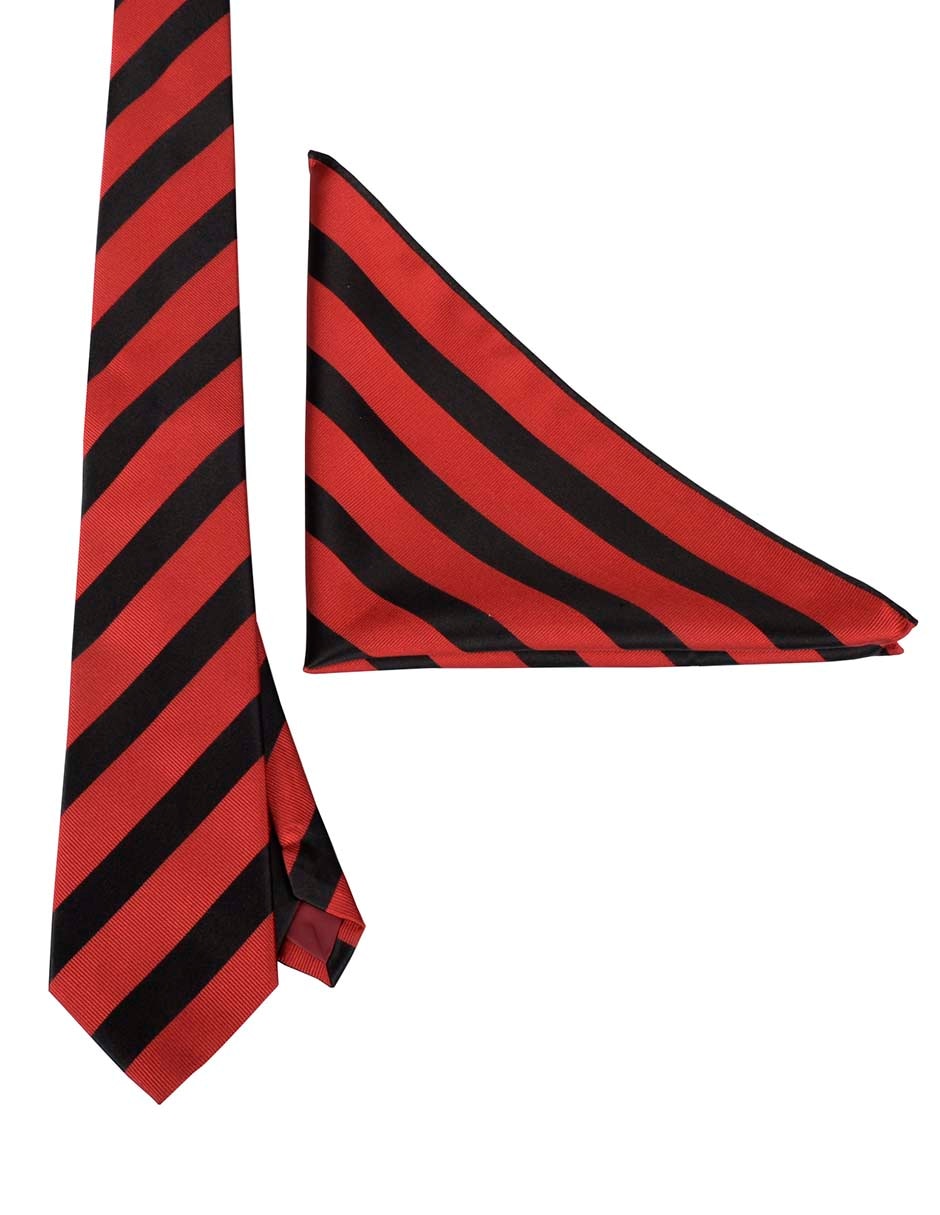 Set de corbata y pañuelo regular estampado a rayas para hombre