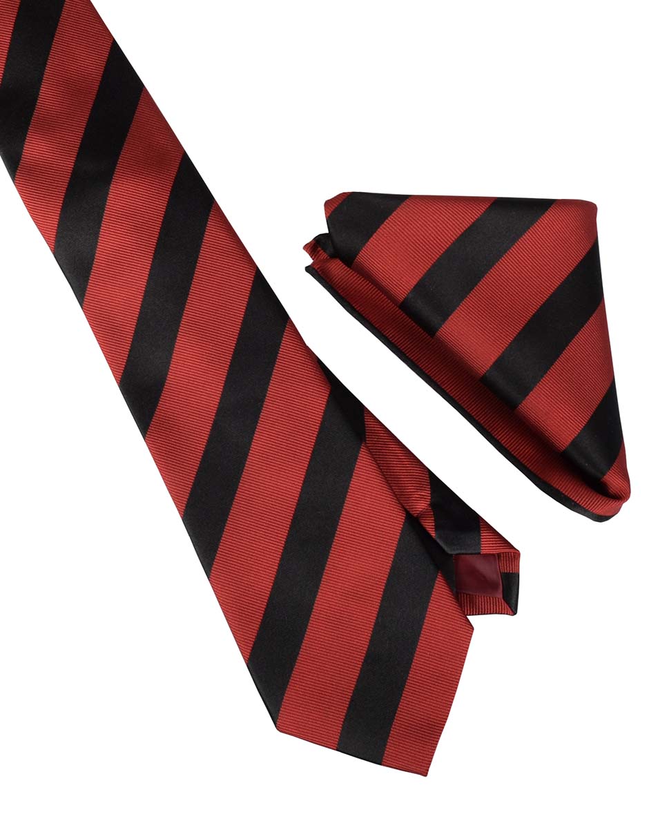 Set de corbata y pañuelo regular estampado a rayas para hombre
