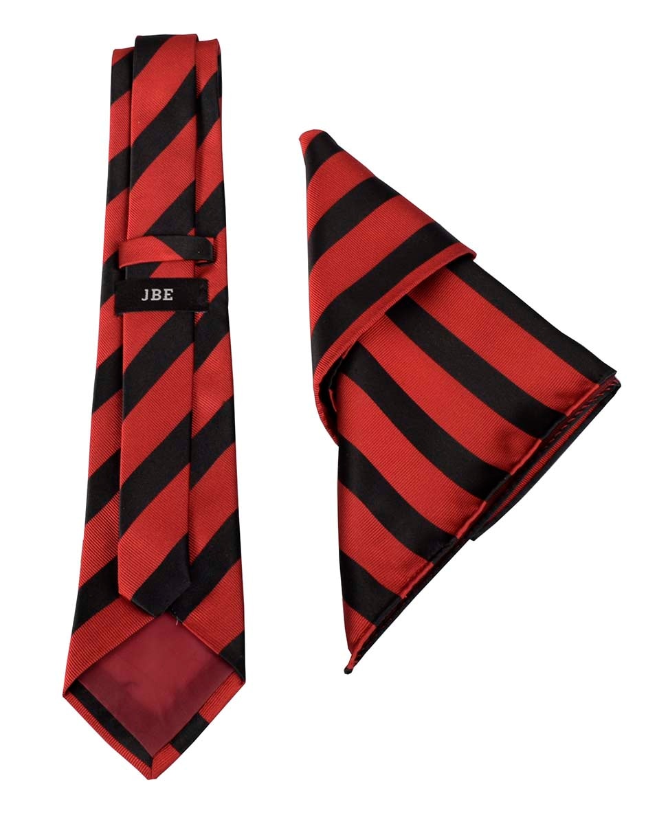 Set de corbata y pañuelo regular estampado a rayas para hombre