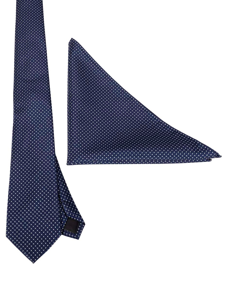 Set de corbata y pañuelo regular estampado geométrico para hombre