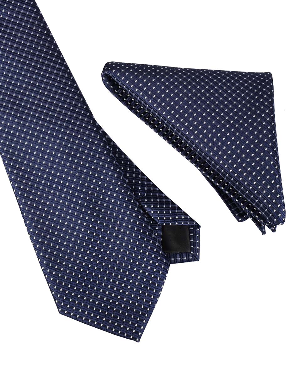 Set de corbata y pañuelo regular estampado geométrico para hombre