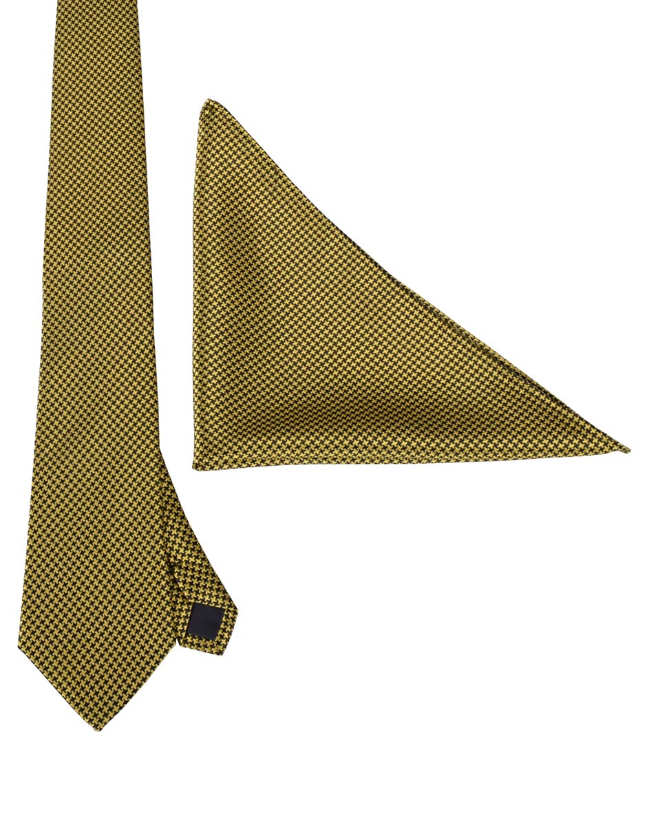 Set de corbata y pañuelo regular estampado geométrico para hombre