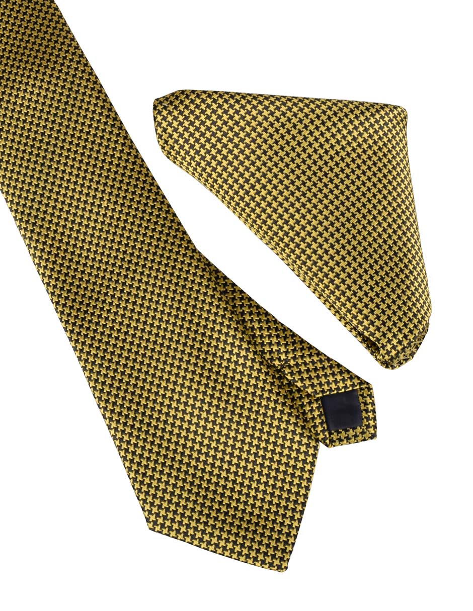 Set de corbata y pañuelo regular estampado geométrico para hombre