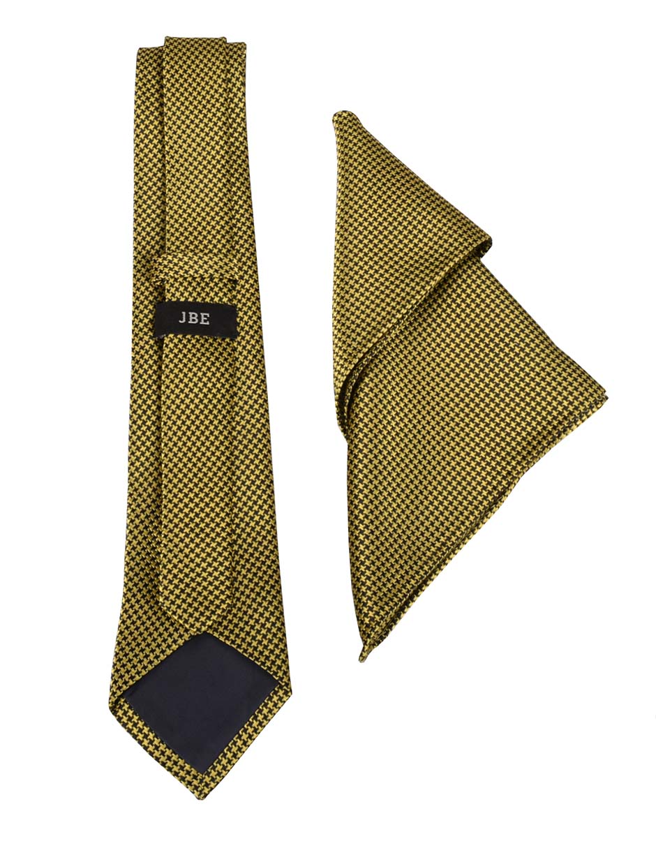 Set de corbata y pañuelo regular estampado geométrico para hombre