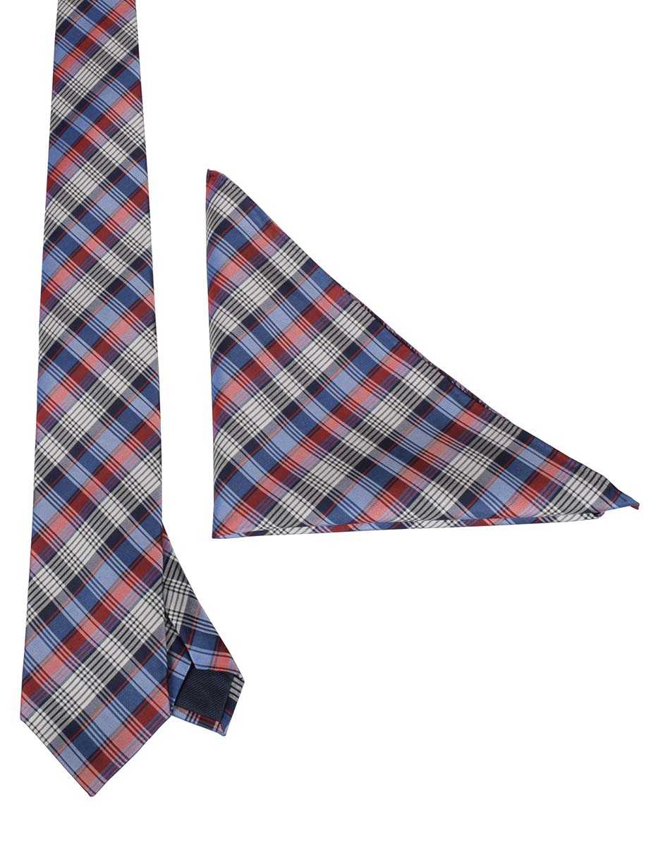 Set de corbata y pañuelo regular de estampado a rayas para hombre
