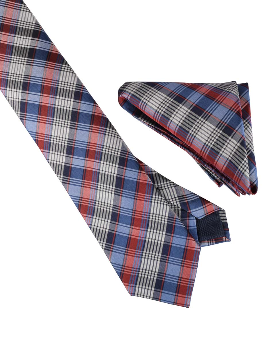 Set de corbata y pañuelo regular de estampado a rayas para hombre 4