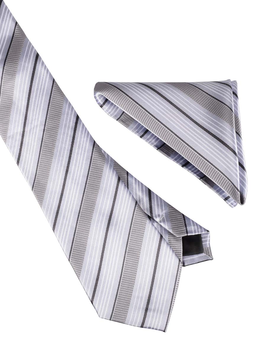 Set de corbata y pañuelo JBE regular estampado a rayas para hombre
