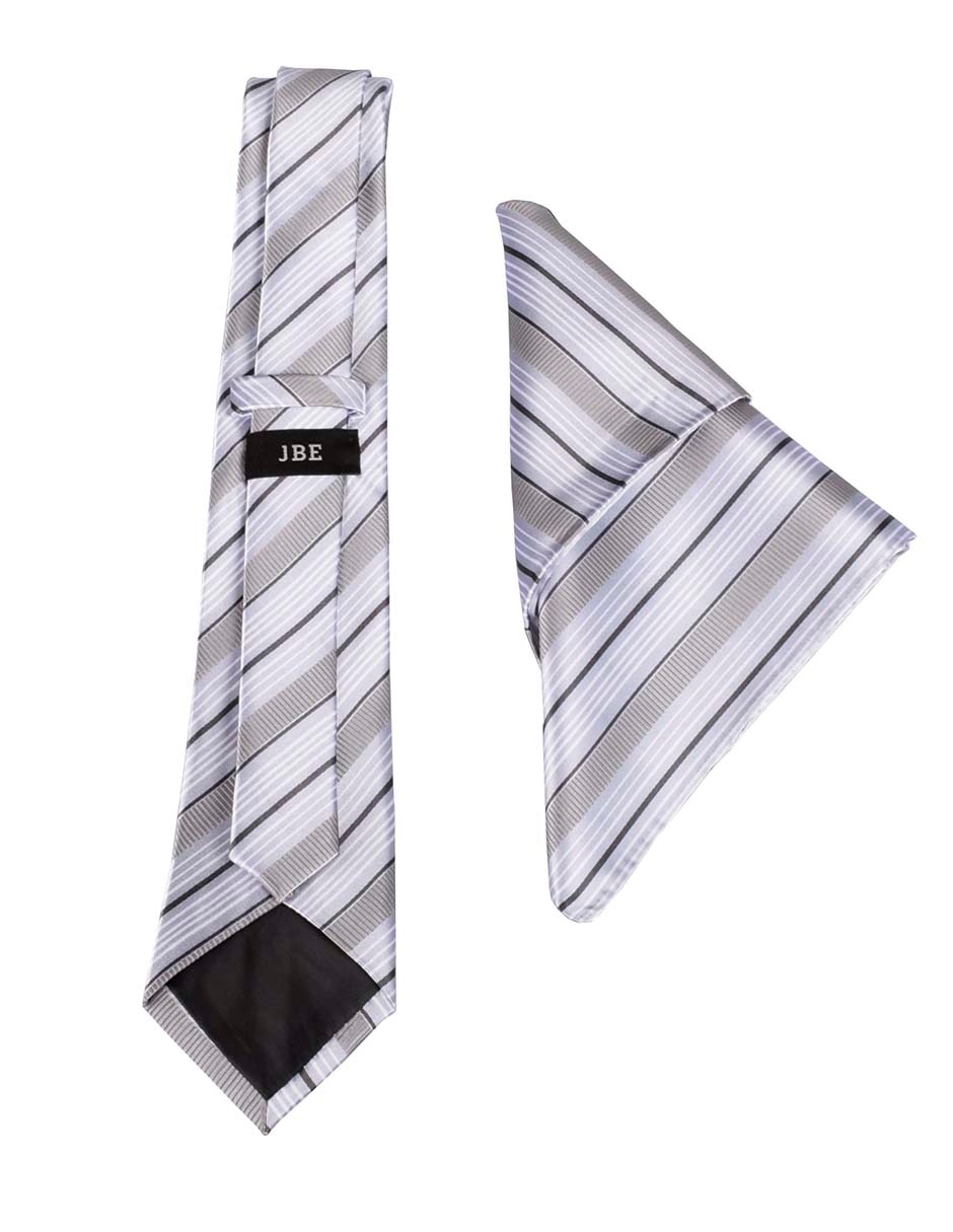 Set de corbata y pañuelo JBE regular estampado a rayas para hombre