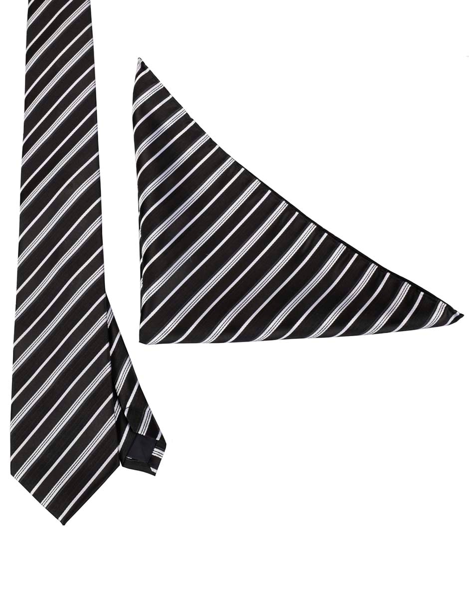 Set de corbata y pañuelo regular estampado a rayas para hombre
