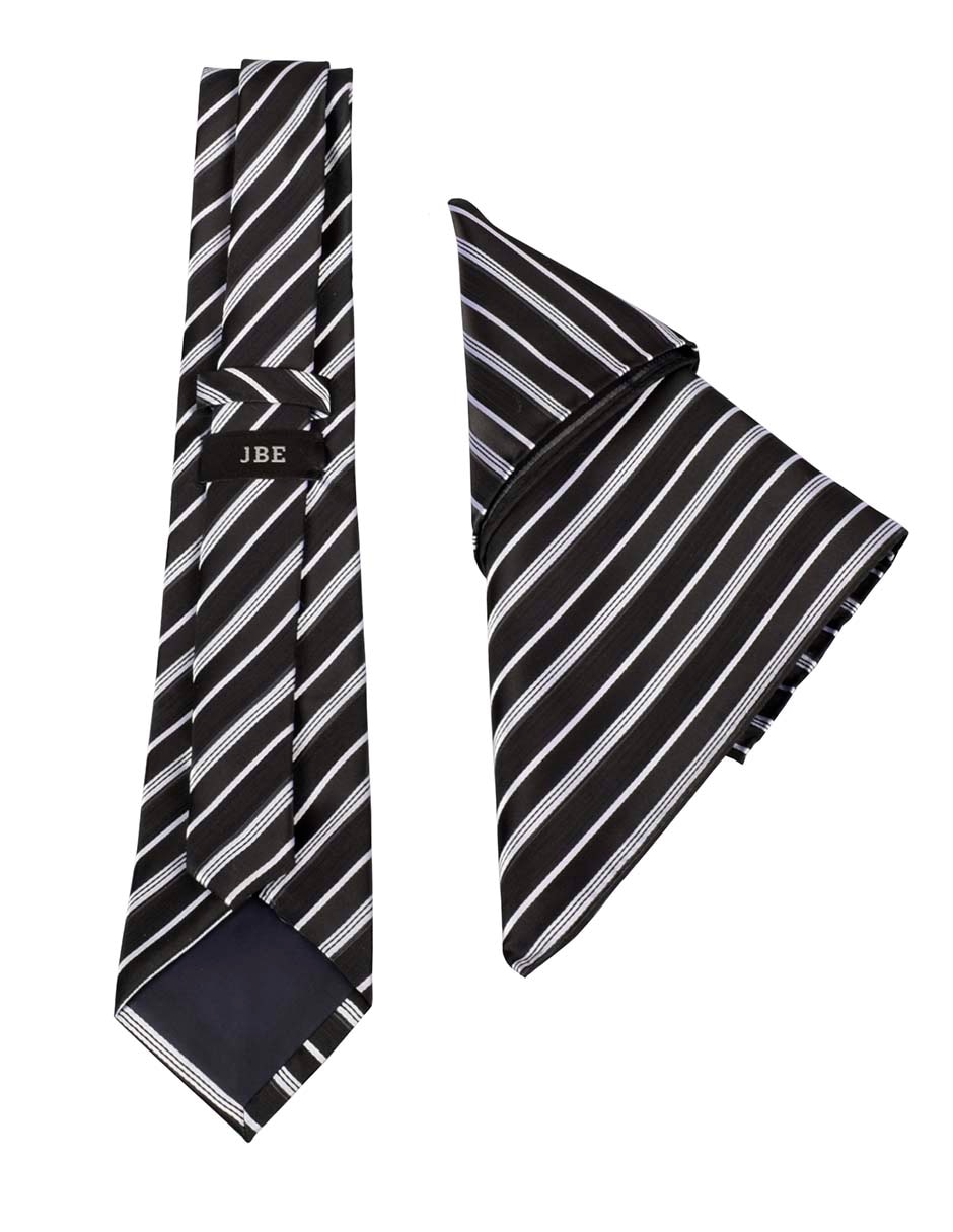 Set de corbata y pañuelo regular estampado a rayas para hombre