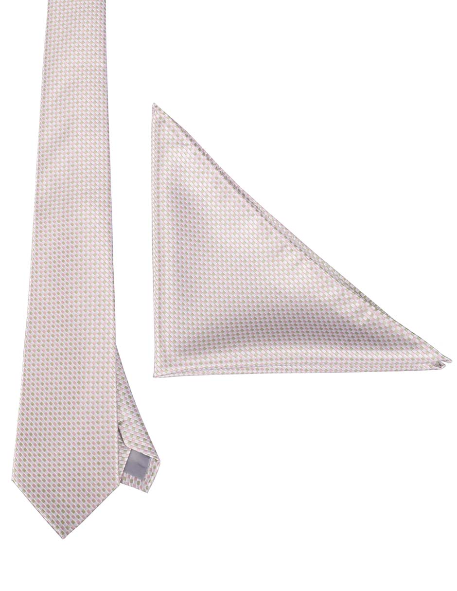 Set de corbata y pañuelo regular de seda y poliéster para hombre