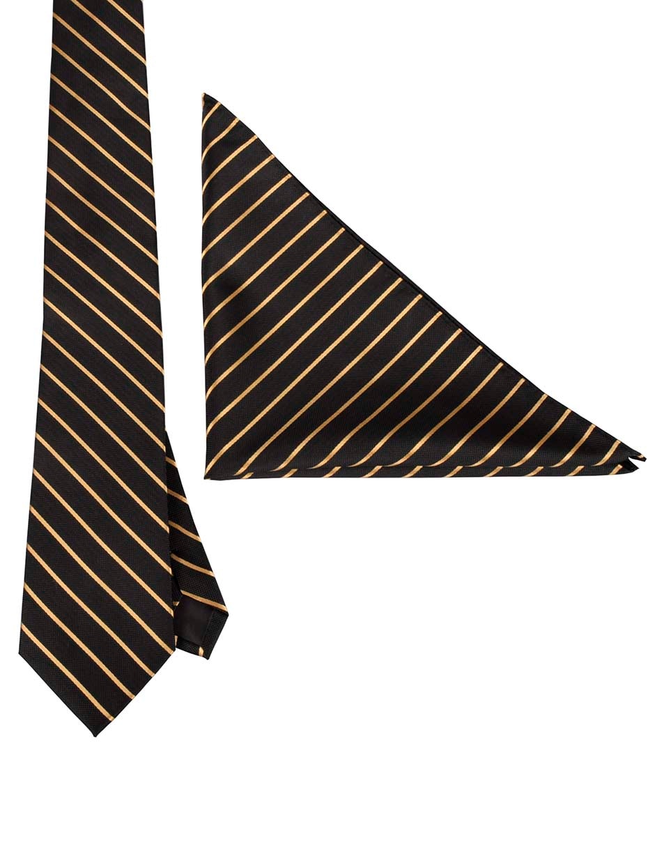Set de corbata y pañuelo regular estampado a rayas para hombre