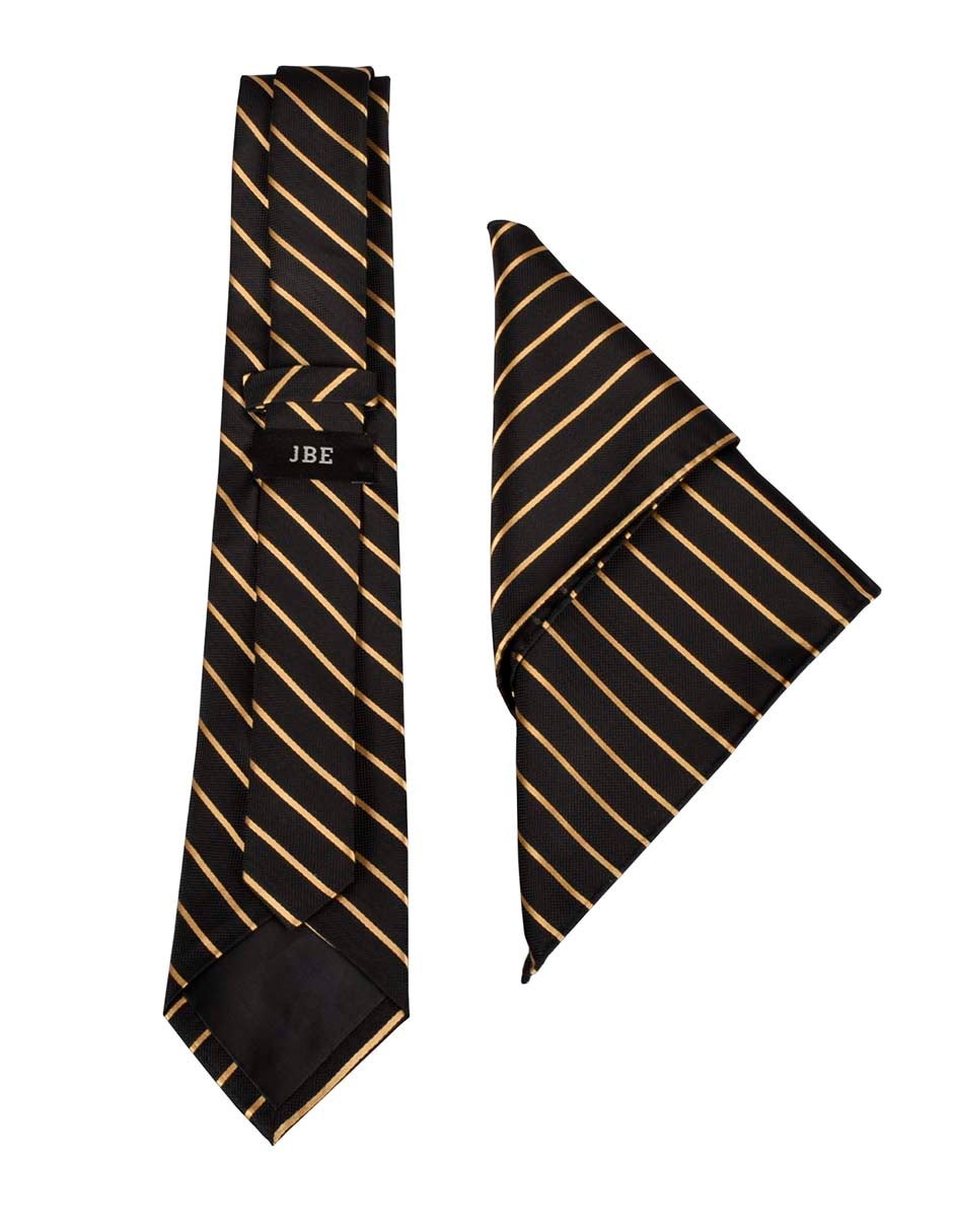 Set de corbata y pañuelo regular estampado a rayas para hombre