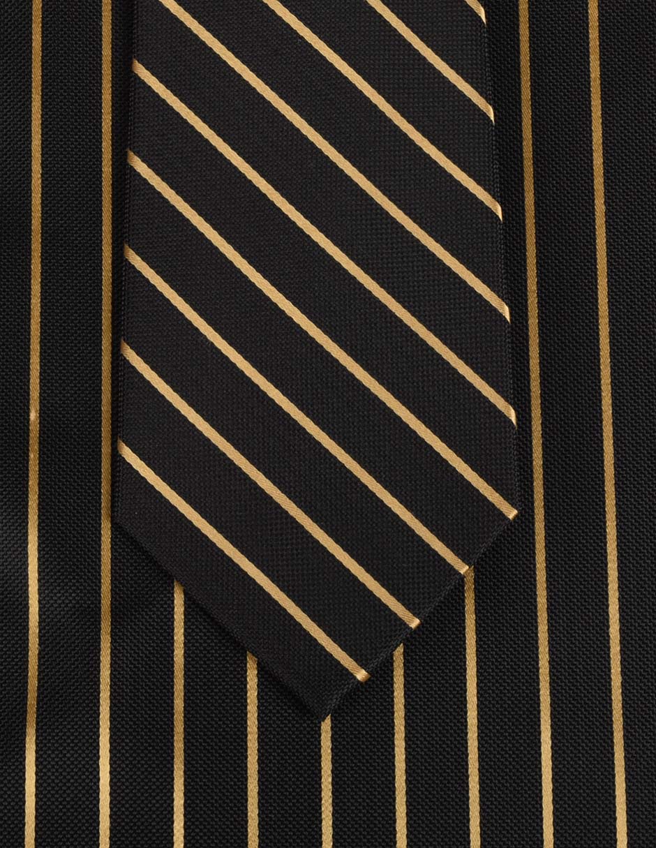 Set de corbata y pañuelo regular estampado a rayas para hombre