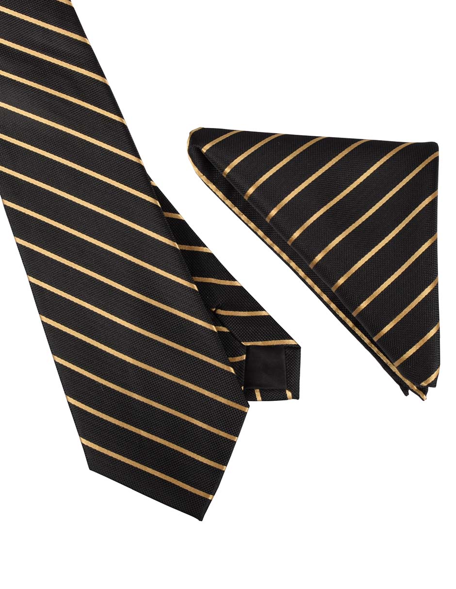 Set de corbata y pañuelo regular estampado a rayas para hombre