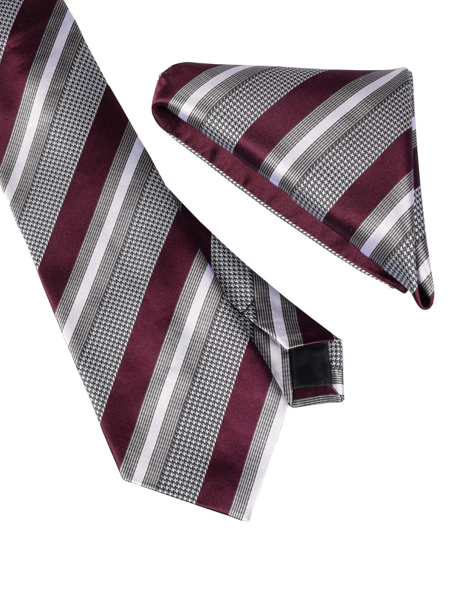 Set de corbata y pañuelo regular estampado a rayas para hombre