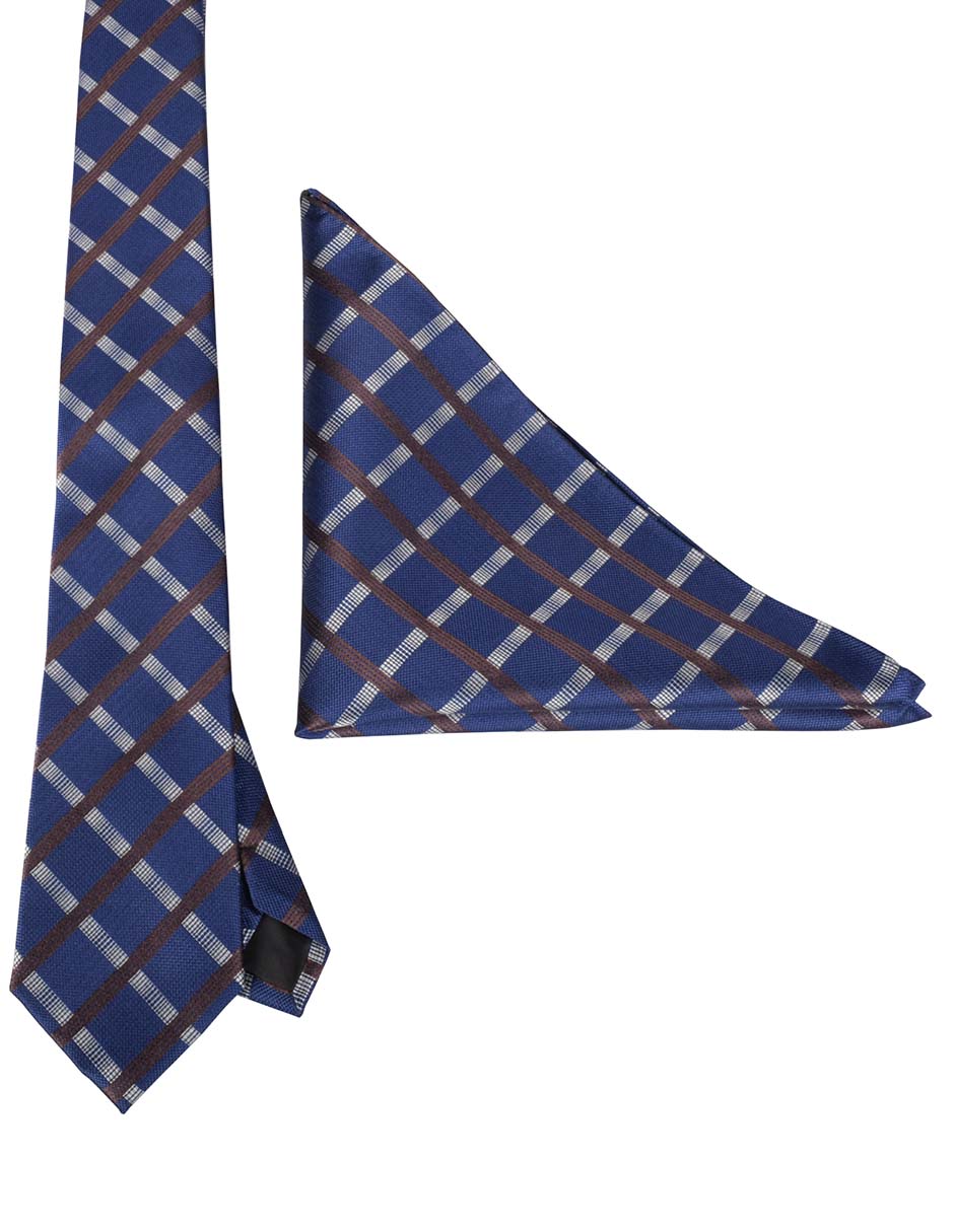 Set de corbata y pañuelo regular estampado a rayas para hombre