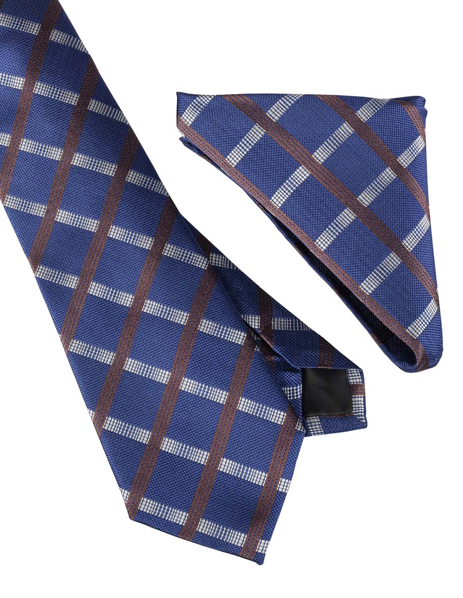 Set de corbata y pañuelo regular estampado a rayas para hombre