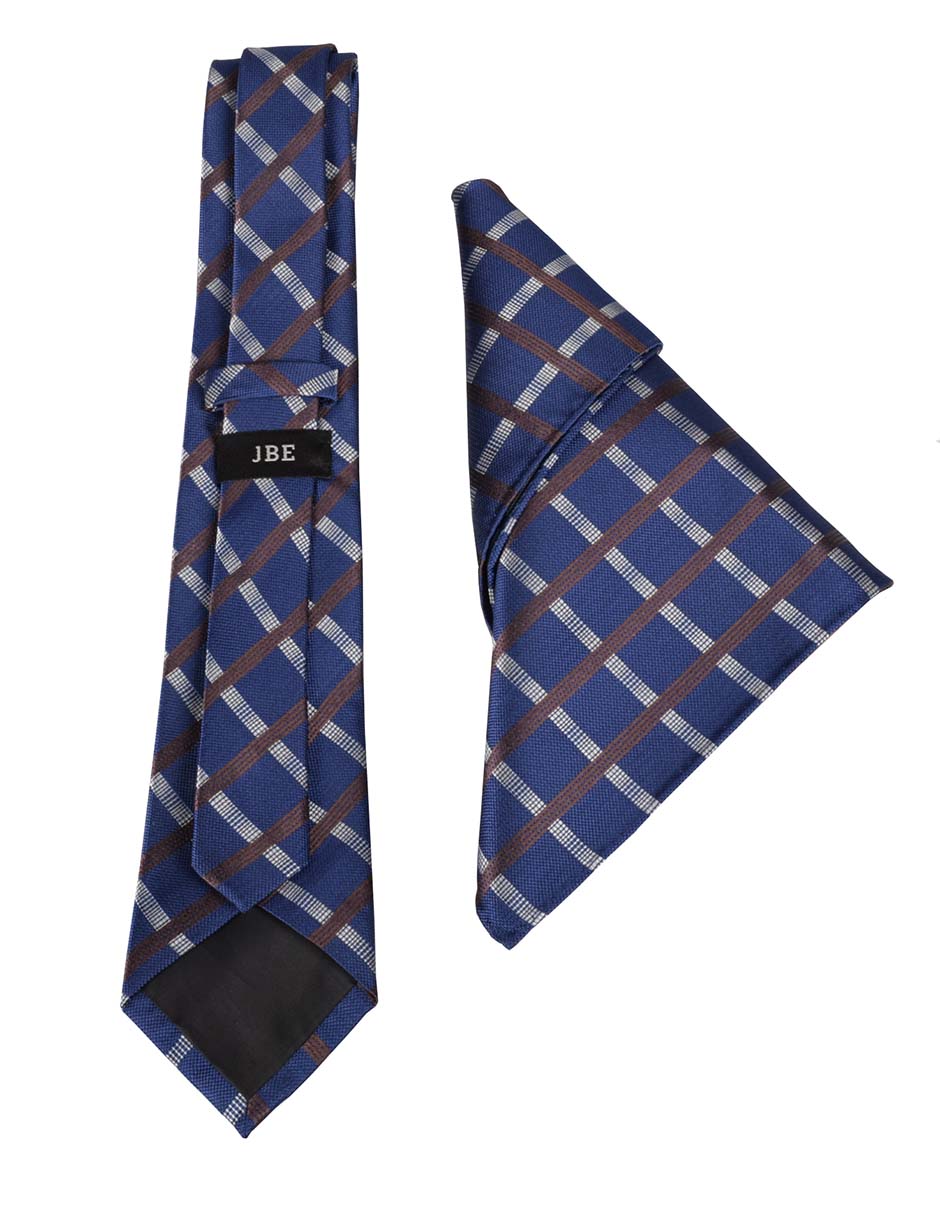 Set de corbata y pañuelo regular estampado a rayas para hombre