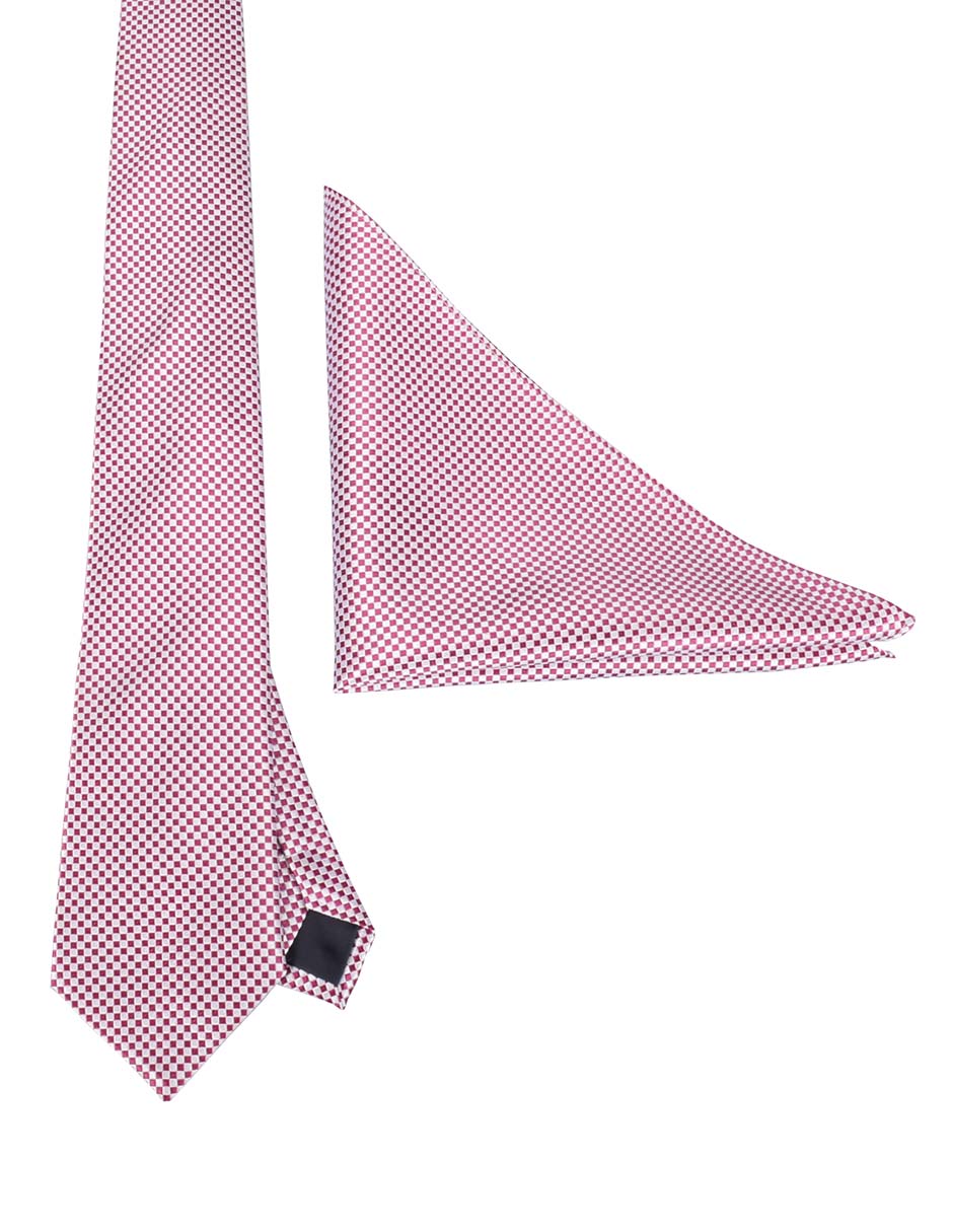 Set de corbata y pañuelo regular estampado a cuadros para hombre