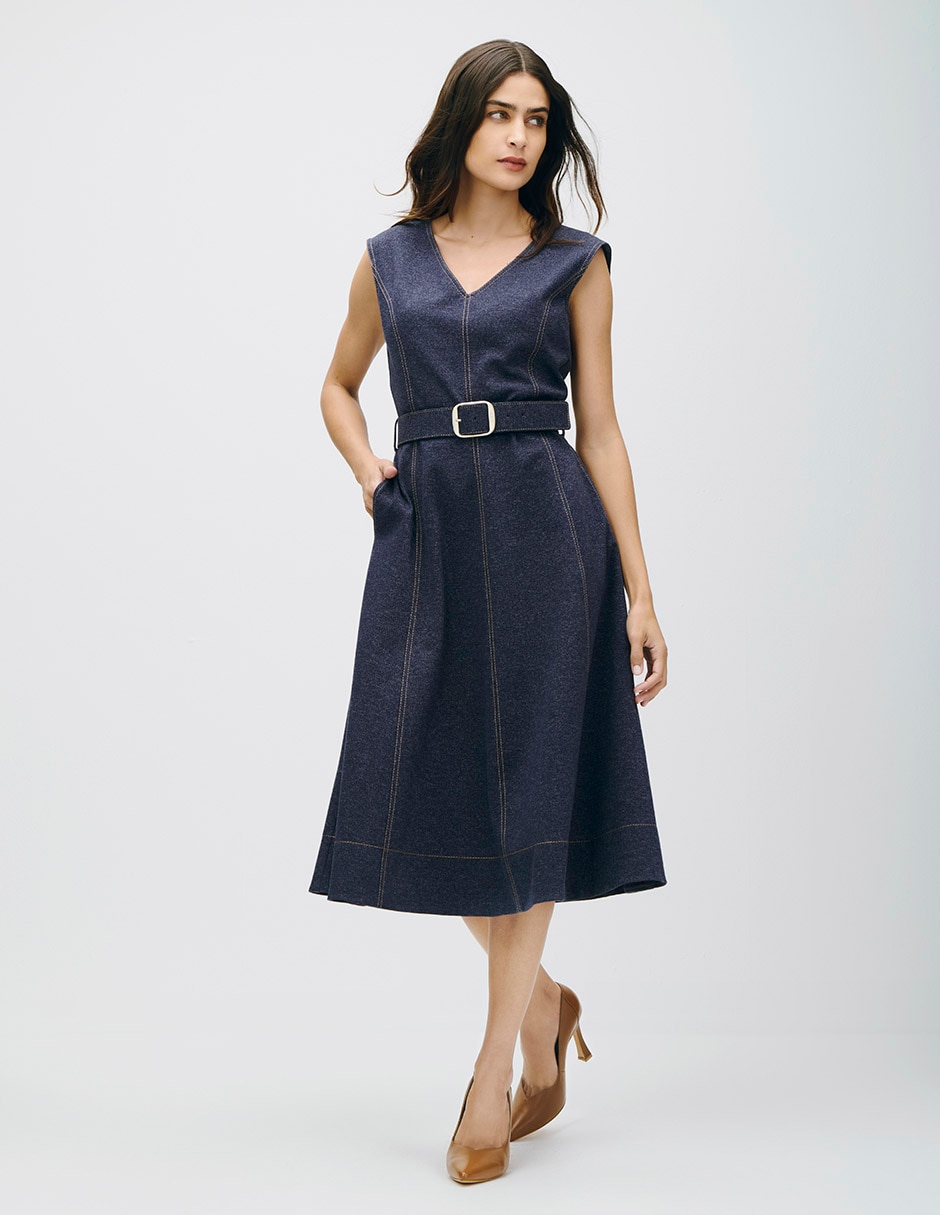 Vestido midi casual terra para mujer Vestido midi casual terra para mujer