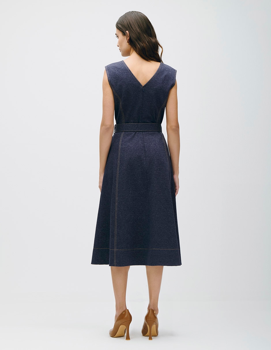 Vestido midi casual terra para mujer