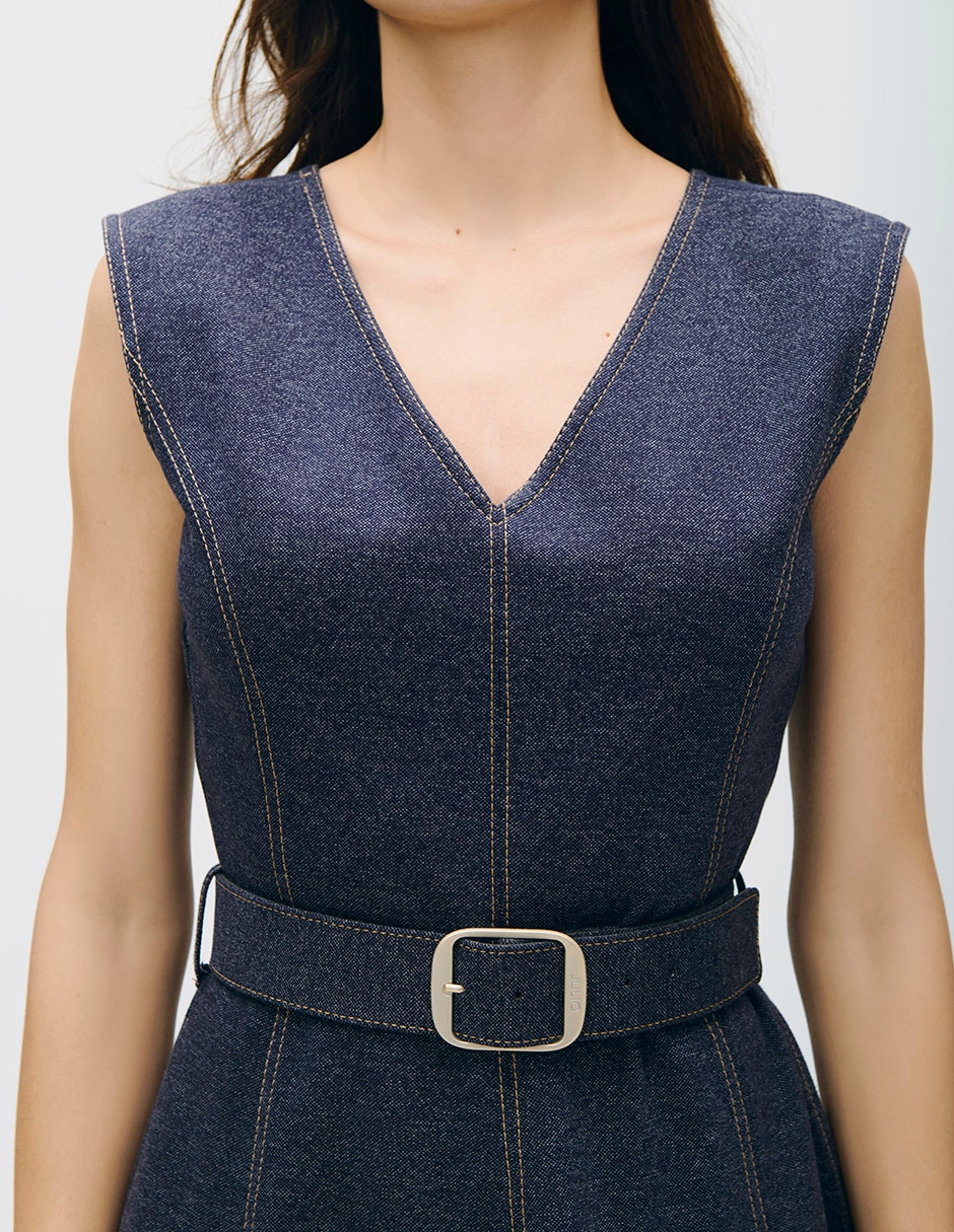 Vestido midi casual terra para mujer
