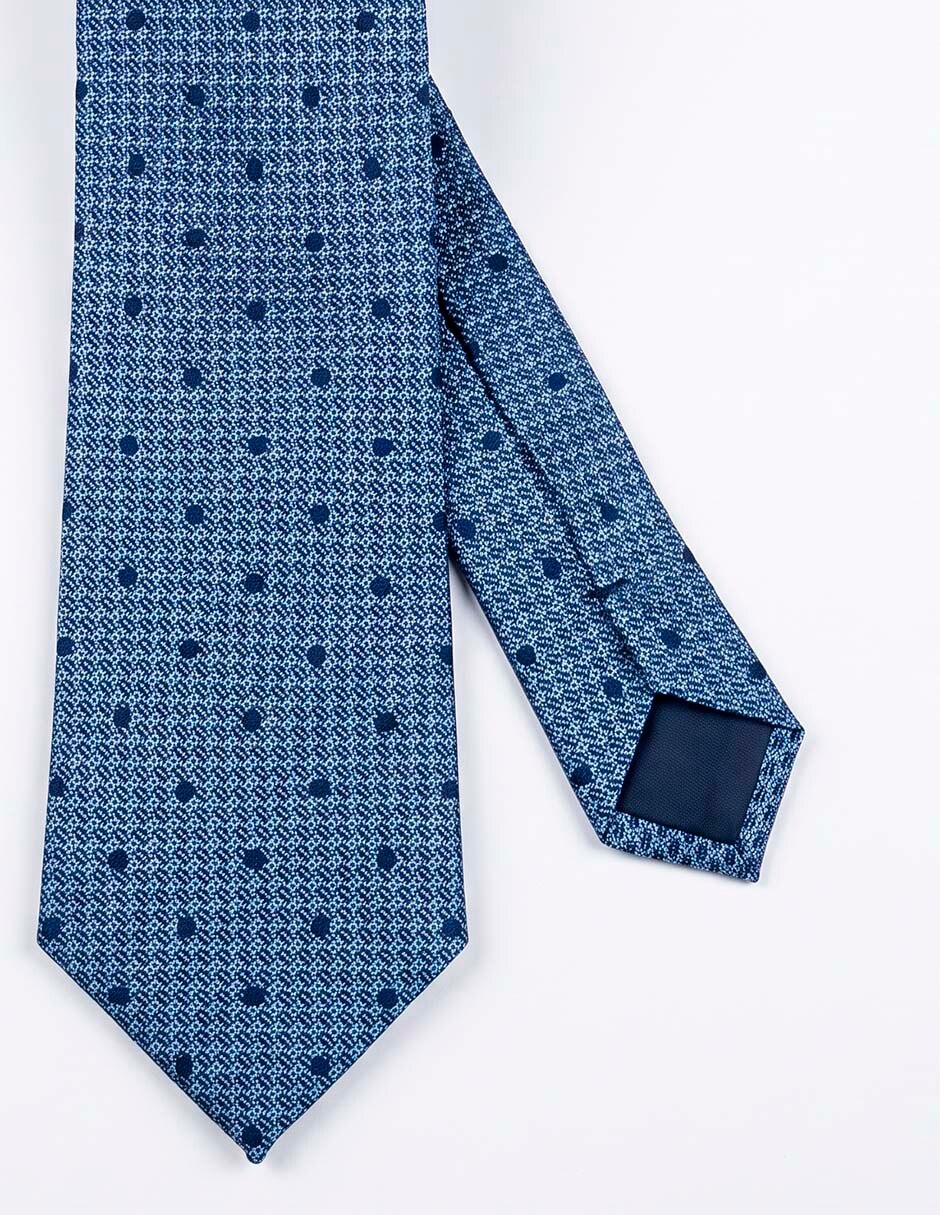 Corbata slim (4-6 cm) de seda estampado lunares para hombre 3