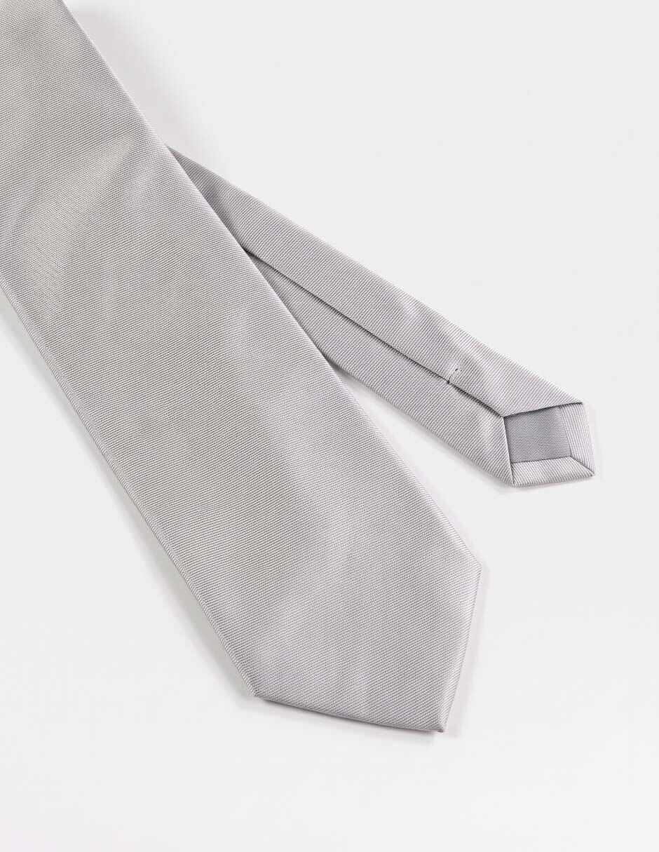 Corbata slim (4-6 cm) de seda estampado liso para hombre 3