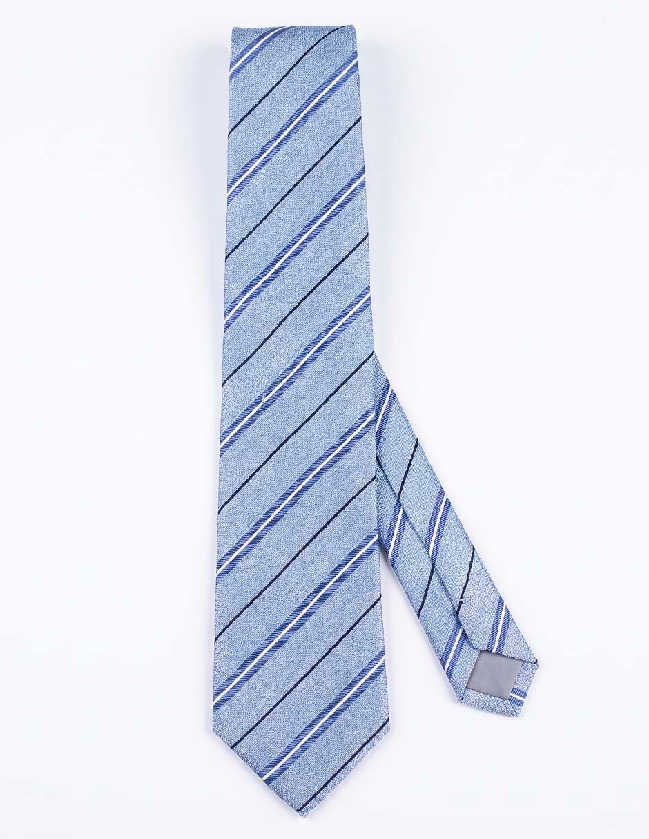 Corbata regular de seda estampado a rayas para hombre