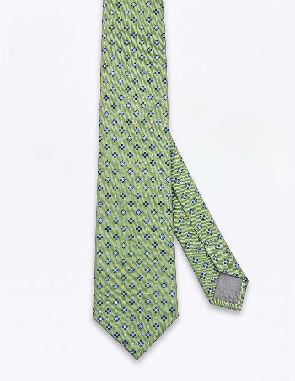 Corbata slim de seda estampado geométrico para hombre