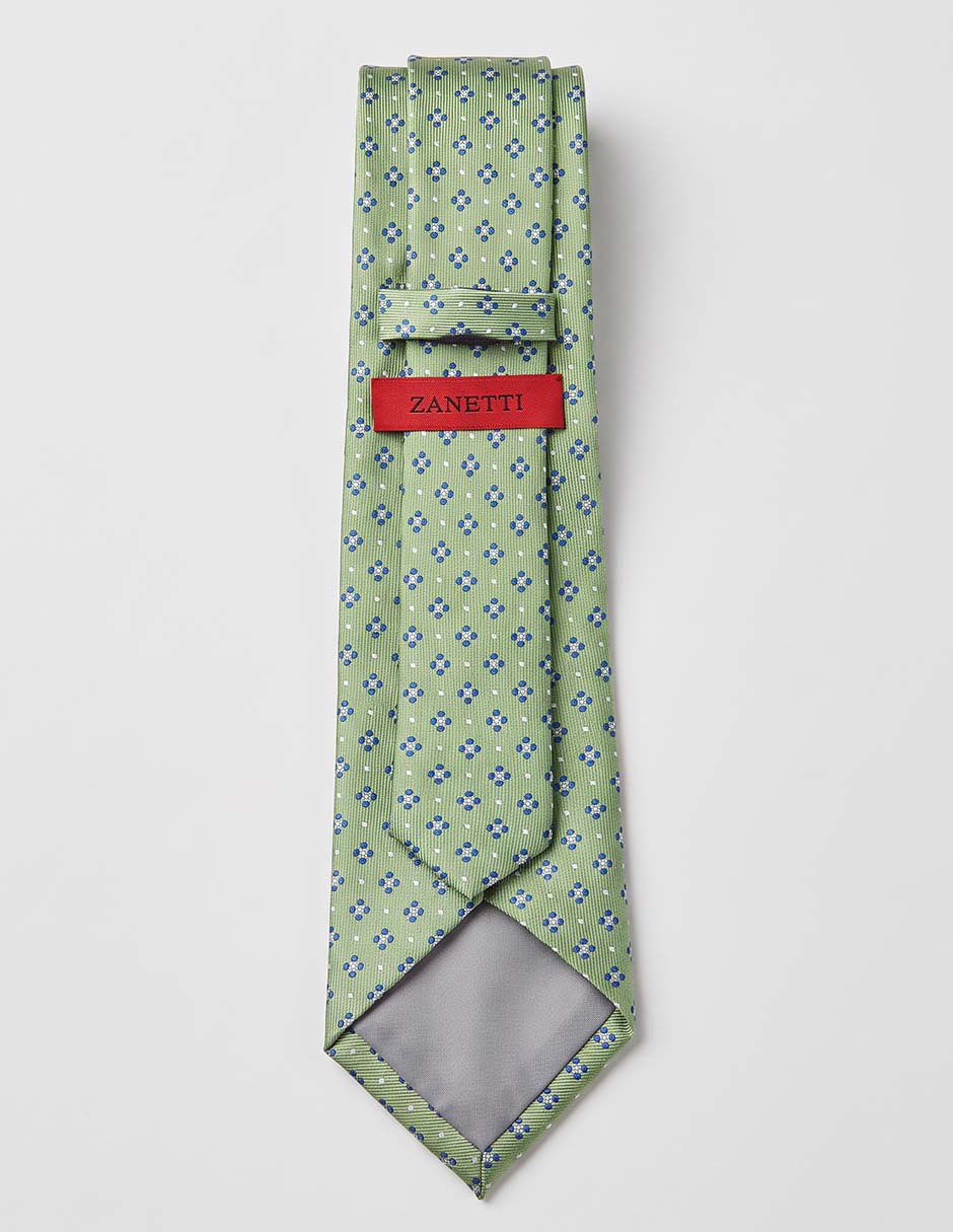 Corbata slim de seda estampado geométrico para hombre