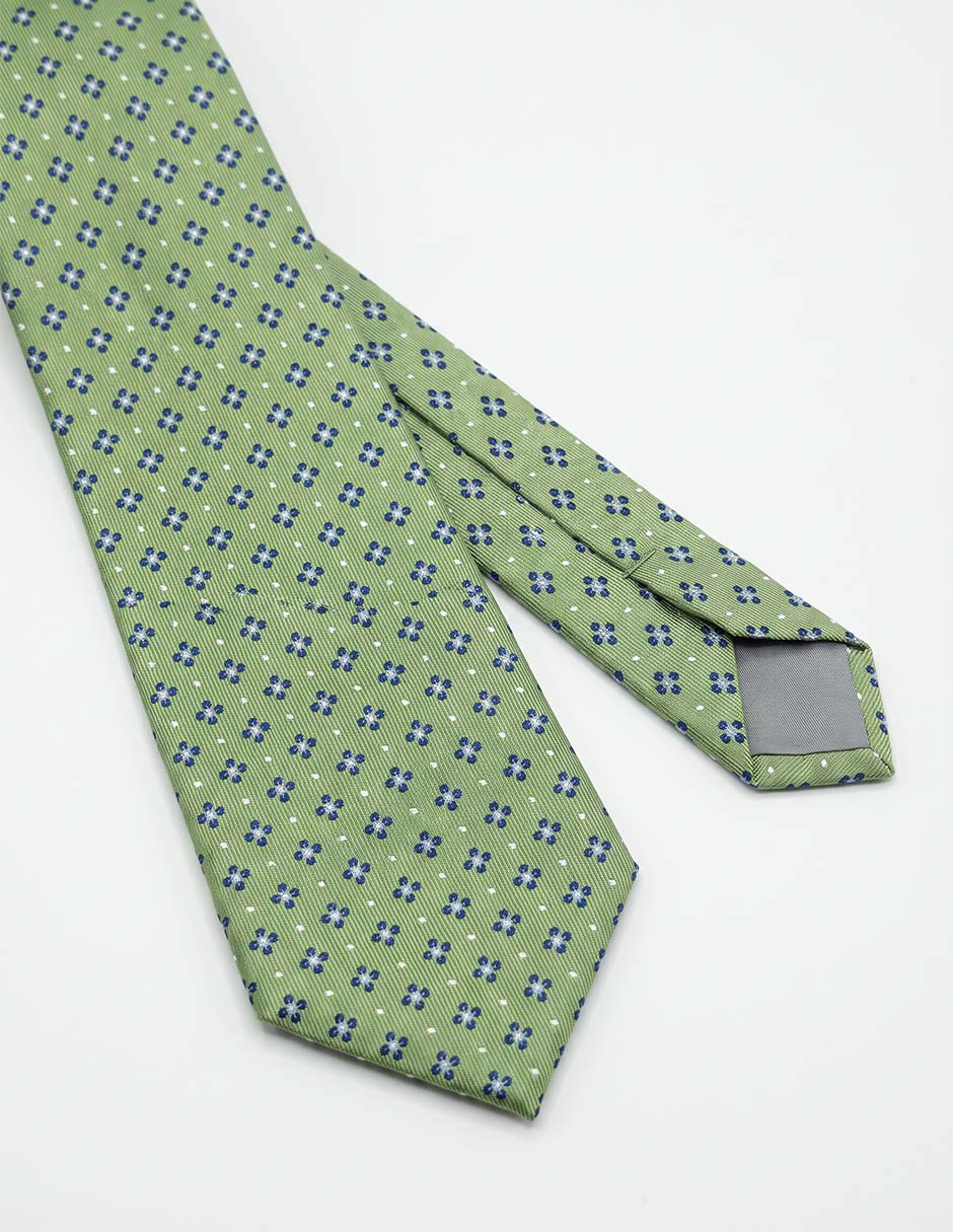 Corbata slim de seda estampado geométrico para hombre