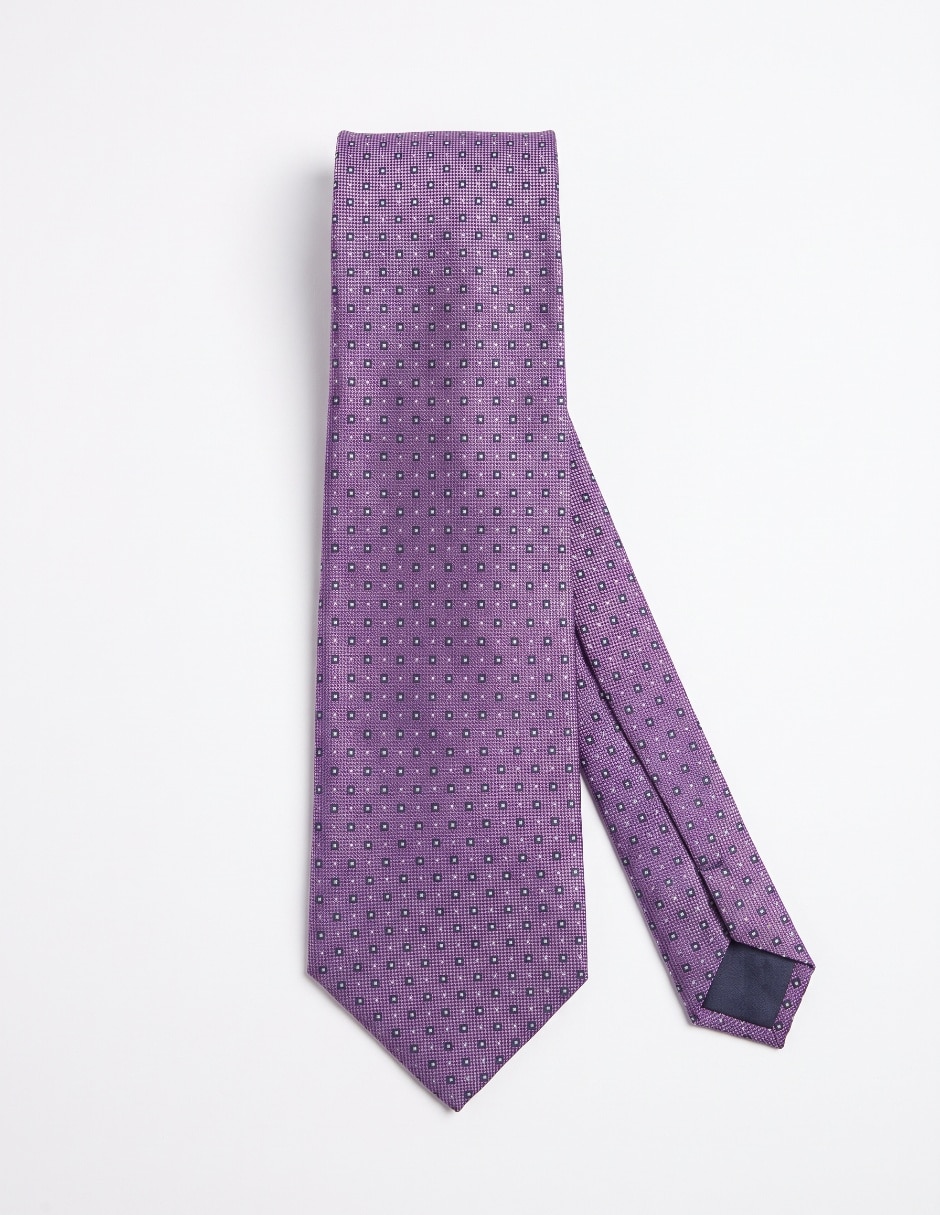 Corbata slim (4-6 cm) de seda estampado geométrico para hombre