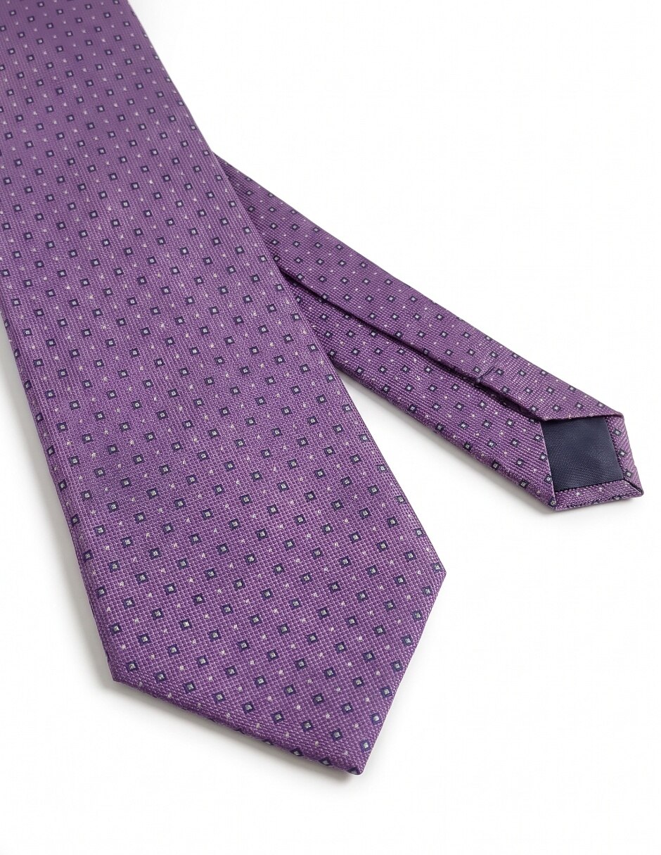 Corbata slim (4-6 cm) de seda estampado geométrico para hombre 3