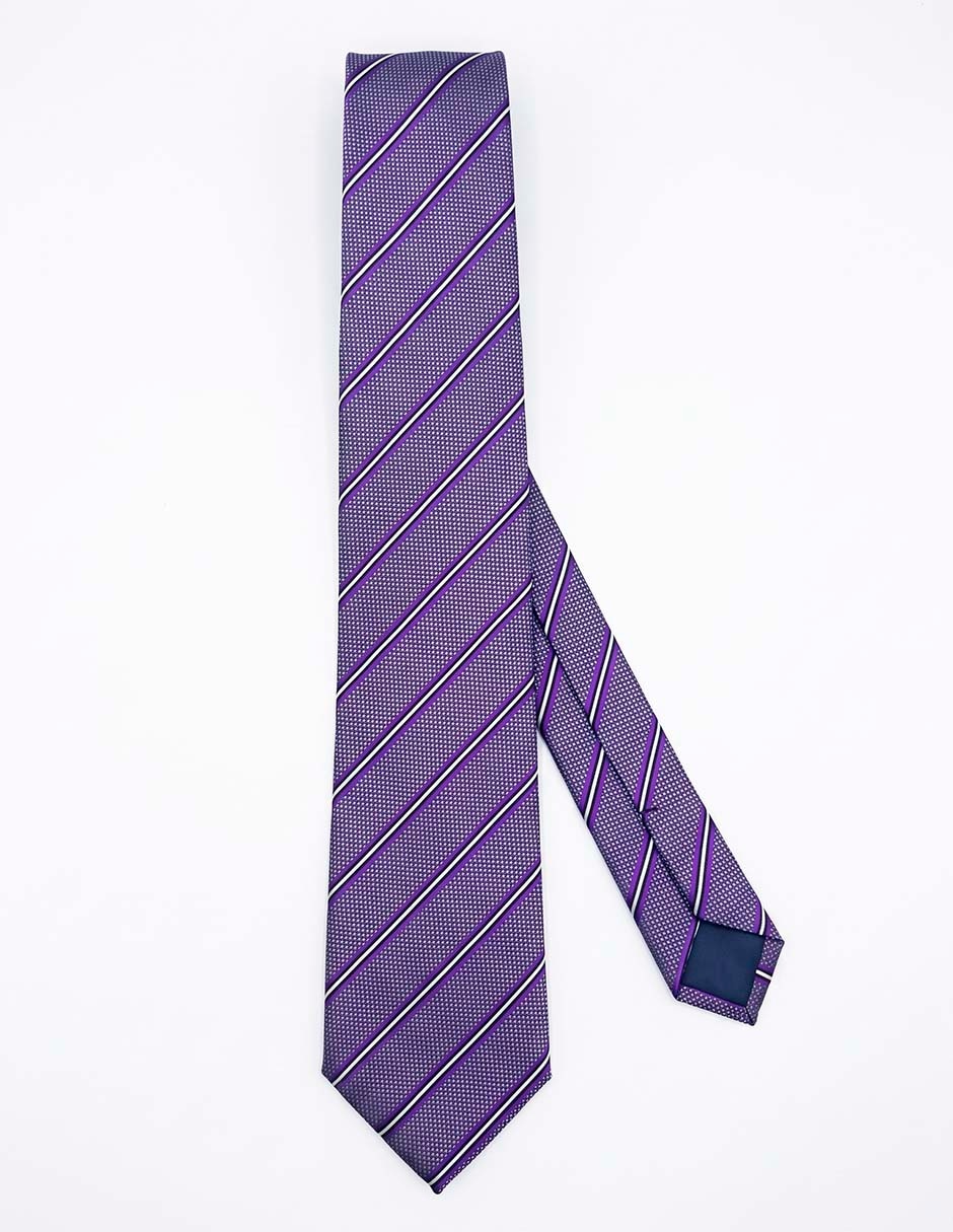Corbata slim de seda estampado a rayas para hombre