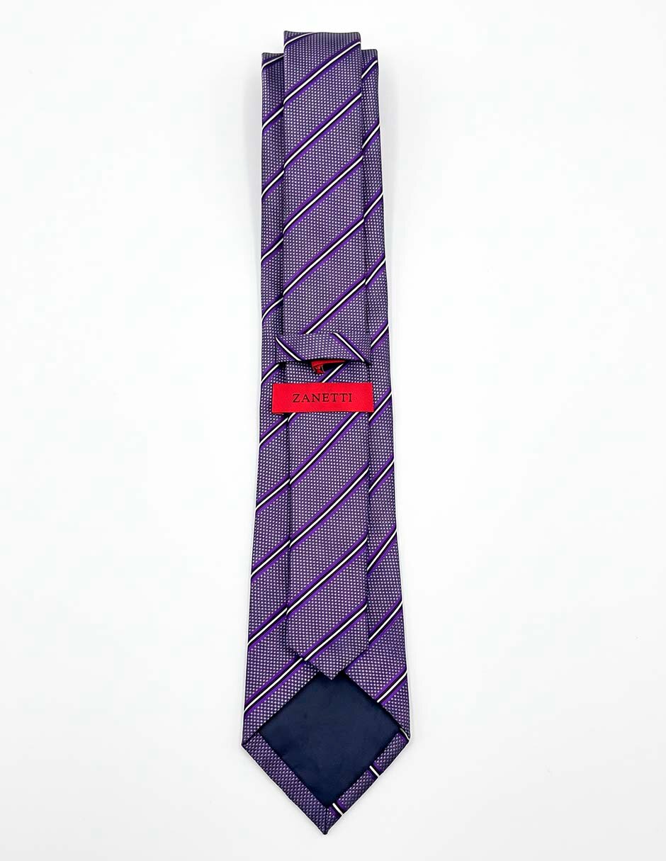 Corbata slim de seda estampado a rayas para hombre 2