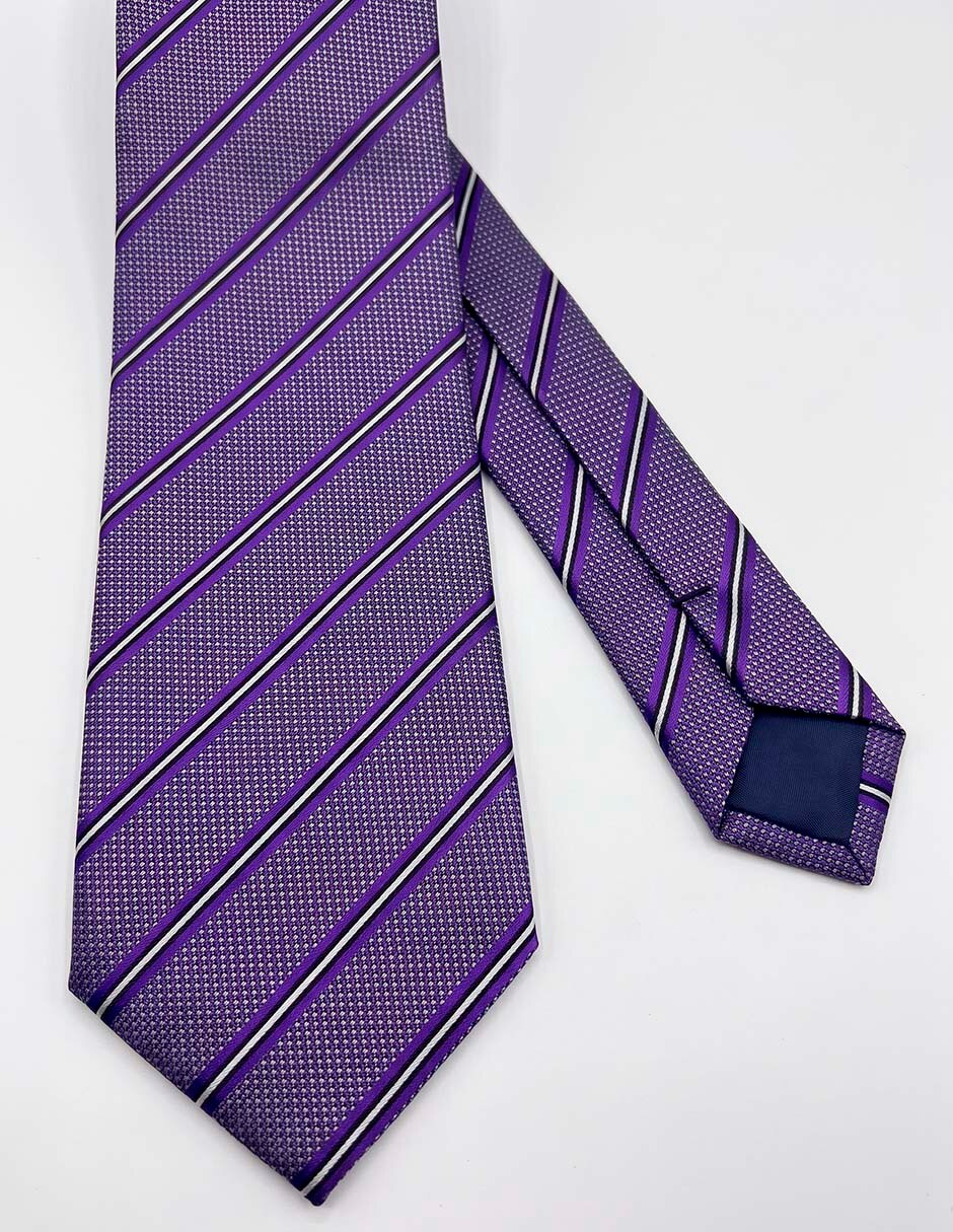 Corbata slim de seda estampado a rayas para hombre 3