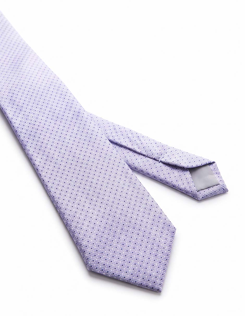 Corbata slim de seda estampado lunares para hombre