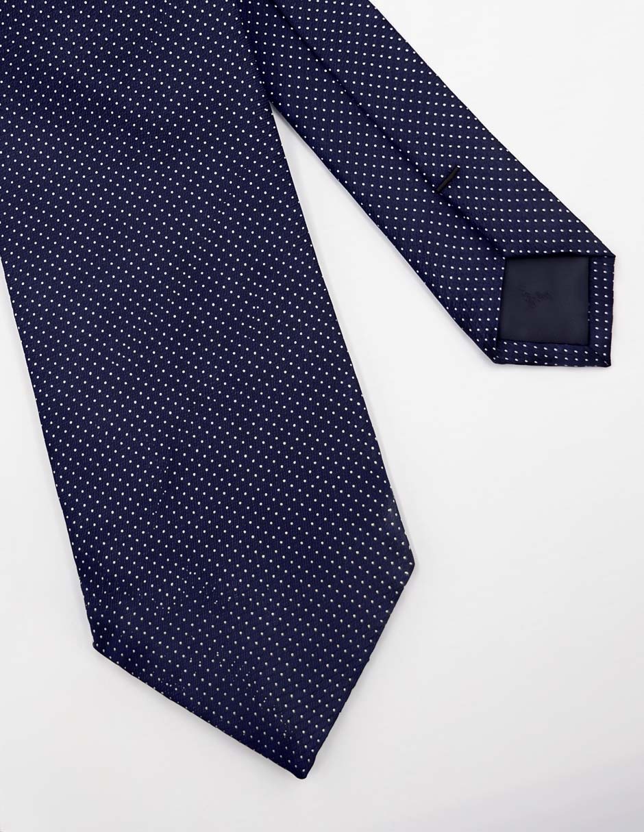 Corbata slim de seda estampado lunares para hombre
