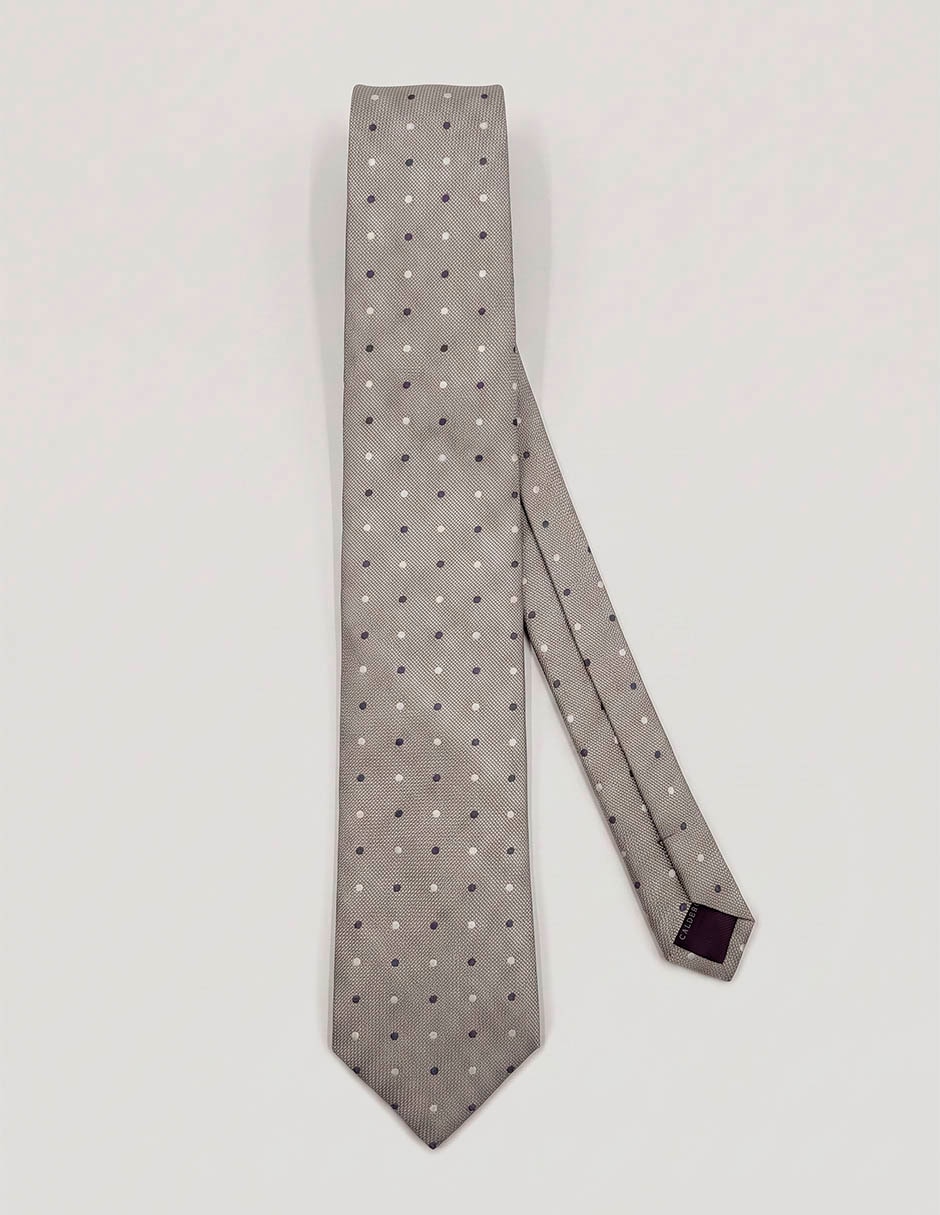 Corbata calderoni regular de seda estampado lunares para hombre