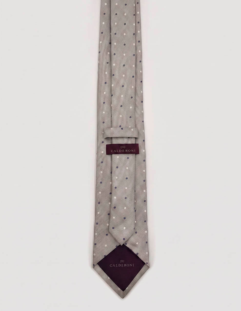 Corbata calderoni regular de seda estampado lunares para hombre