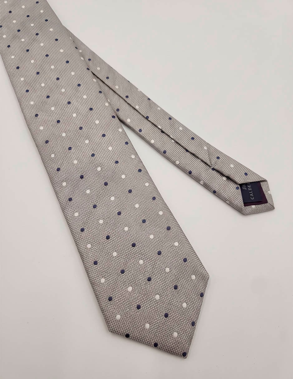 Corbata calderoni regular de seda estampado lunares para hombre